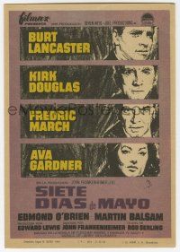 1x762 SEVEN DAYS IN MAY Spanish herald '64 MCP art of Lancaster, Kirk Douglas, March & Ava Gardner