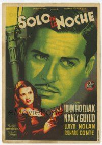 1x780 SOMEWHERE IN THE NIGHT Spanish herald '47 different Soligo art of John Hodiak & Nancy Guild!