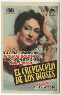 1x801 SUNSET BOULEVARD Spanish herald '52 different close up of Gloria Swanson with drink!