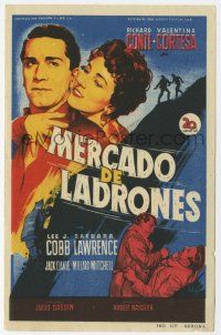 1x816 THIEVES' HIGHWAY Spanish herald '50 Jules Dassin, Soligo art of Richard Conte & Cortesa!