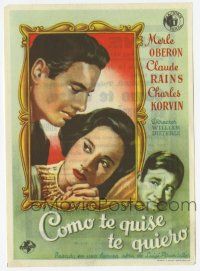 1x818 THIS LOVE OF OURS Spanish herald '47 Charles Korvin, Merle Oberon, Claude Rains, different!