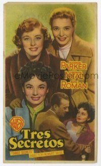 1x822 THREE SECRETS Spanish herald '51 Eleanor Parker, Patricia Neal, Ruth Roman, different image!