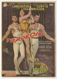 1x830 TRAPEZE Spanish herald '56 circus performers Burt Lancaster, Gina Lollobrigida & Tony Curtis!