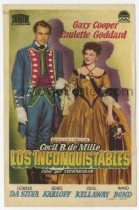 1x836 UNCONQUERED Spanish herald '51 different image of Gary Cooper & Paulette Goddard!