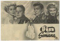 1x846 WEEK-END AT THE WALDORF Spanish herald '48 Ginger Rogers, Lana Turner, Pidgeon, different!