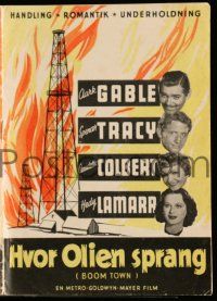 1x239 BOOM TOWN Danish program '47 Clark Gable, Spencer Tracy, Colbert, Hedy Lamarr, different!