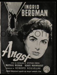 1x270 FEAR Danish program '56 Ingrid Bergman, Roberto Rossellini's La Paura, different images!
