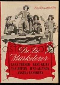 1x410 THREE MUSKETEERS Danish program '50 Lana Turner, Gene Kelly, Van Heflin, different images!