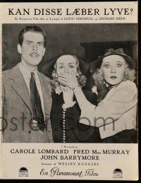 1x416 TRUE CONFESSION Danish program '38 Carole Lombard, MacMurray, John Barrymore, different!