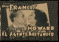 1x116 BRITISH AGENT Uruguayan herald '34 Kay Francis was too strong to betray lover Leslie Howard!
