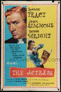 1y018 ACTRESS 1sh '53 Jean Simmons, cool close-up art of Spencer Tracy!