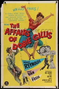 1y025 AFFAIRS OF DOBIE GILLIS 1sh '53 Bobby Van, Bob Fosse, wacky art of Debbie Reynolds!