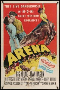 1y044 ARENA 2D 1sh '53 Gig Young, Jean Hagen, Polly Bergen, cool art from first 3-D western!