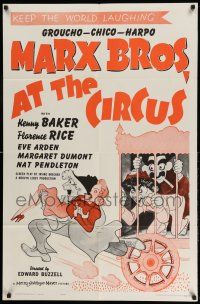 1y051 AT THE CIRCUS 1sh R62 Marx Brothers, Groucho, Chico & Harpo, Al Hirschfeld art!