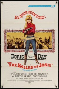 1y061 BALLAD OF JOSIE 1sh '68 cool full-length art of quick-draw Doris Day pointing shotgun!