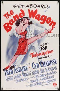 1y062 BAND WAGON 1sh R63 Fred Astaire & sexy Cyd Charisse dancing, wacky credits!
