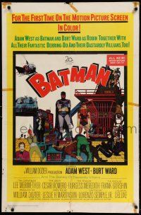 1y068 BATMAN 1sh '66 Adam West & Burt Ward w/ villains Meriwether, Romero, Meredith & Gorshin!