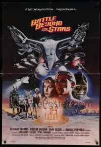 1y069 BATTLE BEYOND THE STARS 1sh '80 Richard Thomas, Robert Vaughn, Gary Meyer sci-fi art!