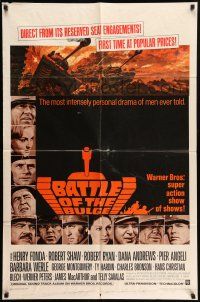 1y071 BATTLE OF THE BULGE 1sh '66 Henry Fonda, Robert Shaw, cool Thurston tank art!