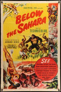 1y075 BELOW THE SAHARA 1sh '53 great giant African ape artwork stolen from Mighty Joe Young!