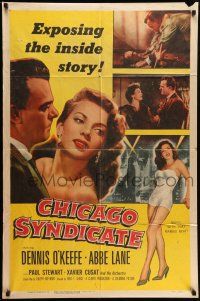 1y166 CHICAGO SYNDICATE 1sh '55 full-length sexy Abbe Lane, Dennis O'Keefe, the inside story!