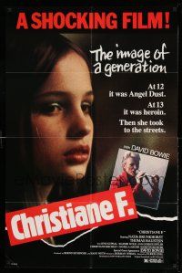 1y172 CHRISTIANE F. 1sh '82 classic German drug movie about 13 year-old drug addict/hooker!