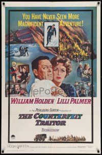 1y188 COUNTERFEIT TRAITOR 1sh '62 art of William Holden & Lilli Palmer by Howard Terpning!
