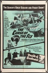 1y200 CURSE OF THE FLY/DEVILS OF DARKNESS 1sh '65 great scream-and-fright double-bill!