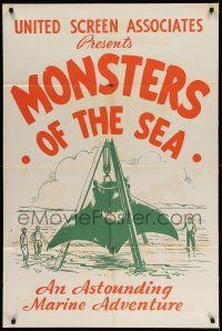 1y221 DEVIL MONSTER 1sh R30s Monsters of the Sea, cool artwork of giant manta ray!