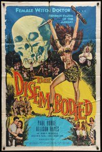 1y228 DISEMBODIED 1sh '57 artwork of super sexy female voodoo witch doctor Allison Hayes!
