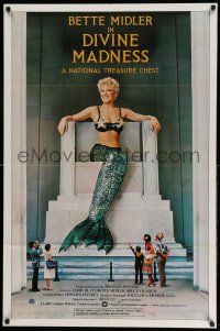 1y230 DIVINE MADNESS int'l 1sh '80 great image of mermaid Bette Midler as Lincoln Memorial!