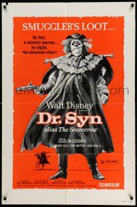 1y238 DR. SYN ALIAS THE SCARECROW 1sh R75 Walt Disney, art of Patrick McGoohan as scarecrow!