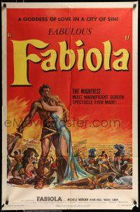 1y270 FABIOLA 1sh '51 sexy Michele Morgan is the Goddess of Love in a city of sin, cool art!