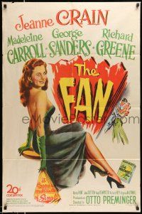1y278 FAN 1sh '49 full-length art of sexy Jeanne Crain, directed by Otto Preminger!