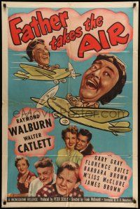 1y282 FATHER TAKES THE AIR 1sh '51 Raymond Walburn, Walter Catlett, art of wacky aircraft!