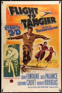 1y301 FLIGHT TO TANGIER 3D 1sh '53 Joan Fontaine & Jack Palance in new perfected Dynoptic 3-D!