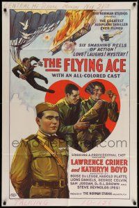 1y001 FLYING ACE 1sh '26 cool all-black aviation, the greatest airplane thriller ever produced!