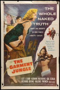 1y335 GARMENT JUNGLE 1sh '57 Lee J. Cobb, the whole naked truth about New York's garment center!