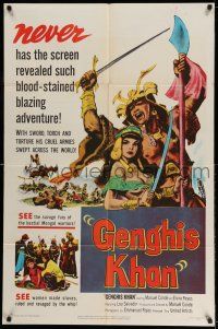 1y338 GENGHIS KHAN 1sh '53 blood-stained blazing adventure of the ruthless Mongol!