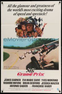 1y366 GRAND PRIX 1sh '67 Formula One race car driver James Garner, artwork by Howard Terpning!