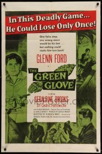 1y376 GREEN GLOVE 1sh '52 every man is Glenn Ford's enemy & every woman is a trap, cool art!