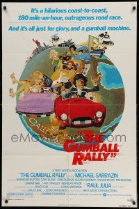 1y384 GUMBALL RALLY 1sh '76 Michael Sarrazin, wacky art of car racing around the world!