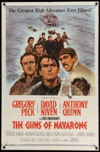 1y389 GUNS OF NAVARONE 1sh '61 Gregory Peck, David Niven & Anthony Quinn by Howard Terpning!