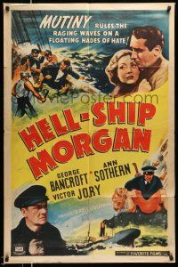 1y409 HELL-SHIP MORGAN 1sh R47 Victor Jory, George Bancroft in the title role!