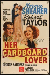 1y412 HER CARDBOARD LOVER style C 1sh '42 Norma Shearer & Robert Taylor c/u & full-length art!
