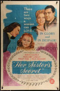 1y413 HER SISTER'S SECRET 1sh '46 Edgar Ulmer, sisters Nancy Coleman & Margaret Lindsay!