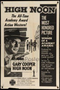 1y422 HIGH NOON 1sh R66 art of cowboy Gary Cooper, Fred Zinnemann classic!