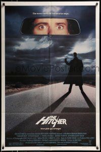 1y426 HITCHER 1sh '86 Rutger Hauer, C. Thomas Howell, terror starts the moment he stops!