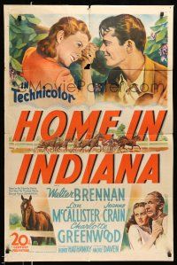 1y429 HOME IN INDIANA 1sh '44 sexy Jeanne Crain, Lon McCallister, Walter Brennan