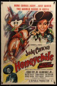 1y430 HONEYCHILE 1sh '51 wonderful artwork of cowgirl Judy Canova on horse by Al Hirschfeld!
